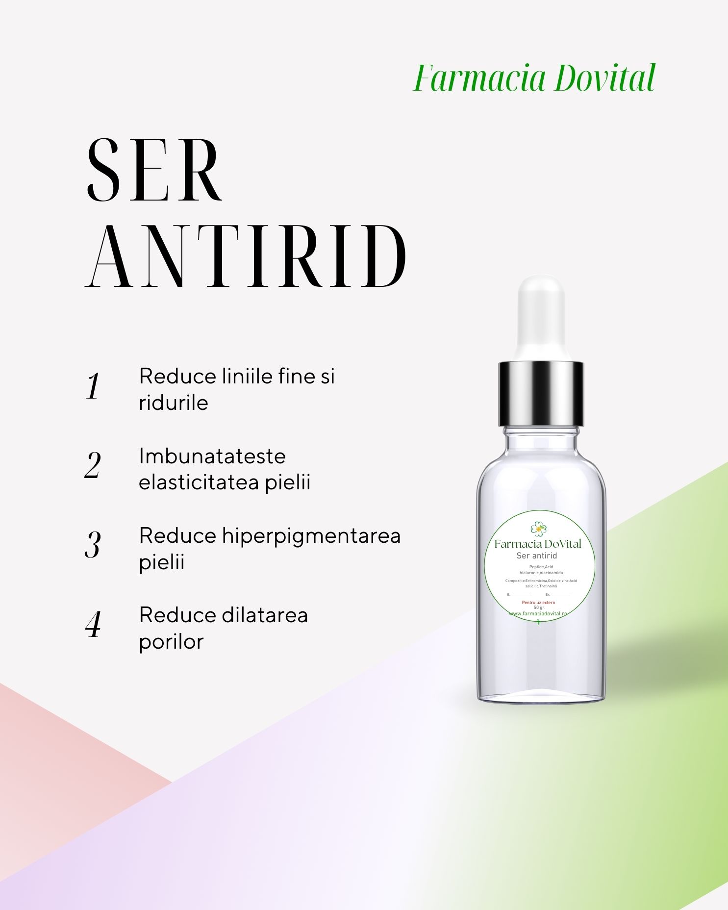 Ser Antirid cu Peptide și Acid Hialuronic – Dovital 30 ml
